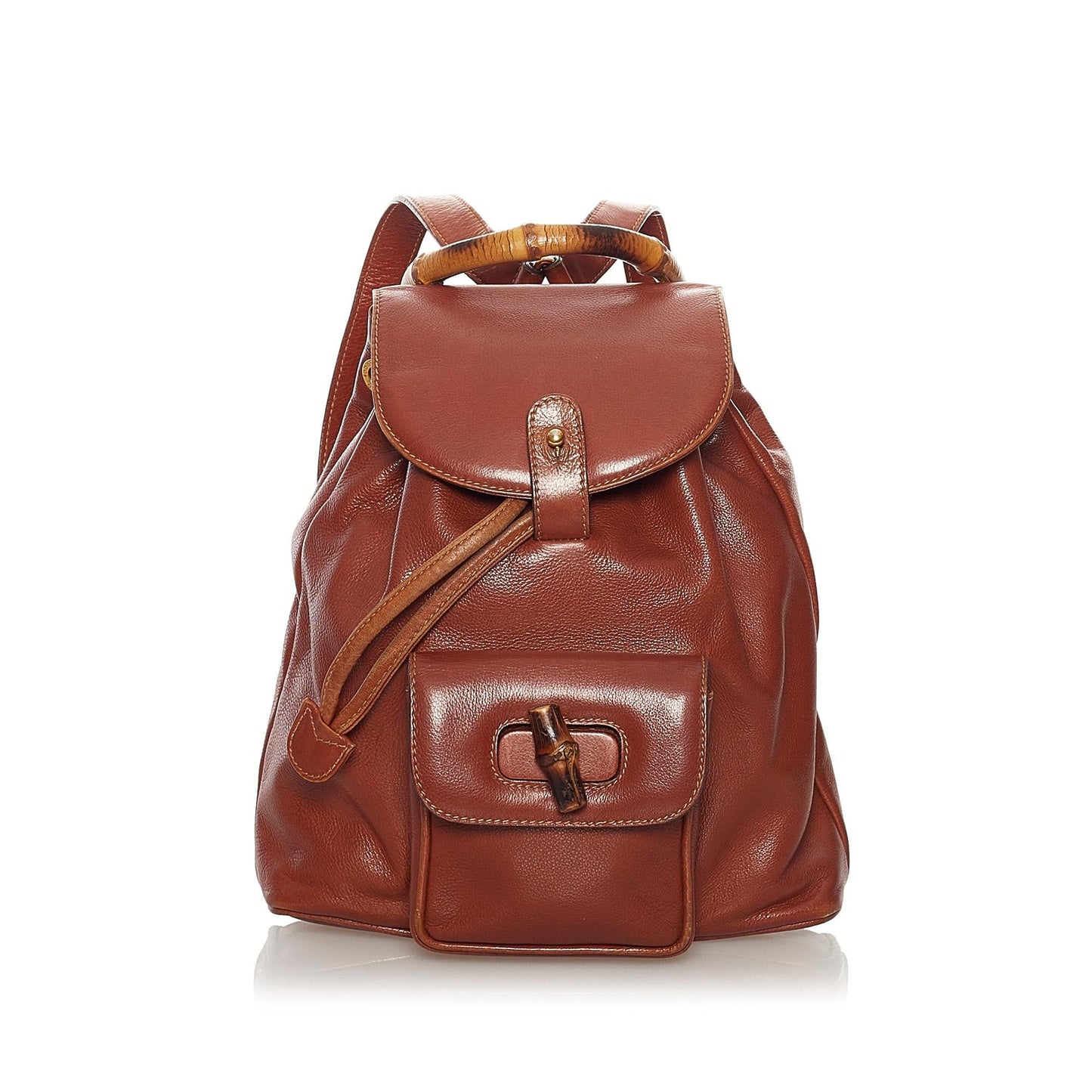 Gucci Bamboo Drawstring Leather Backpack (SHG-34099)