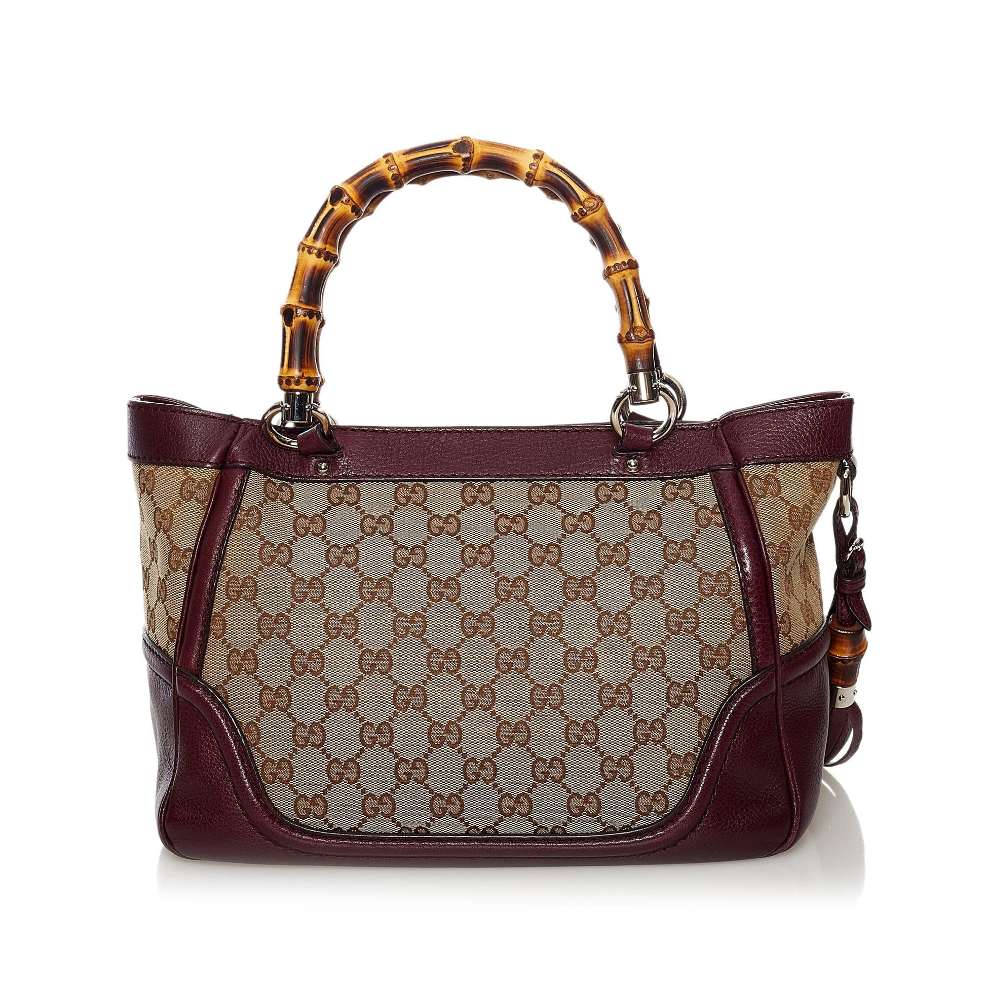 Gucci Bamboo GG Canvas Tassel Tote Bag (SHG-34793)