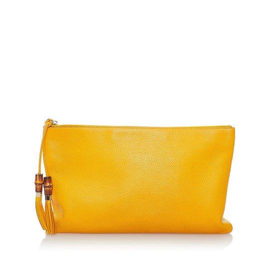 Gucci Bamboo Leather Clutch Bag (SHG-32063)