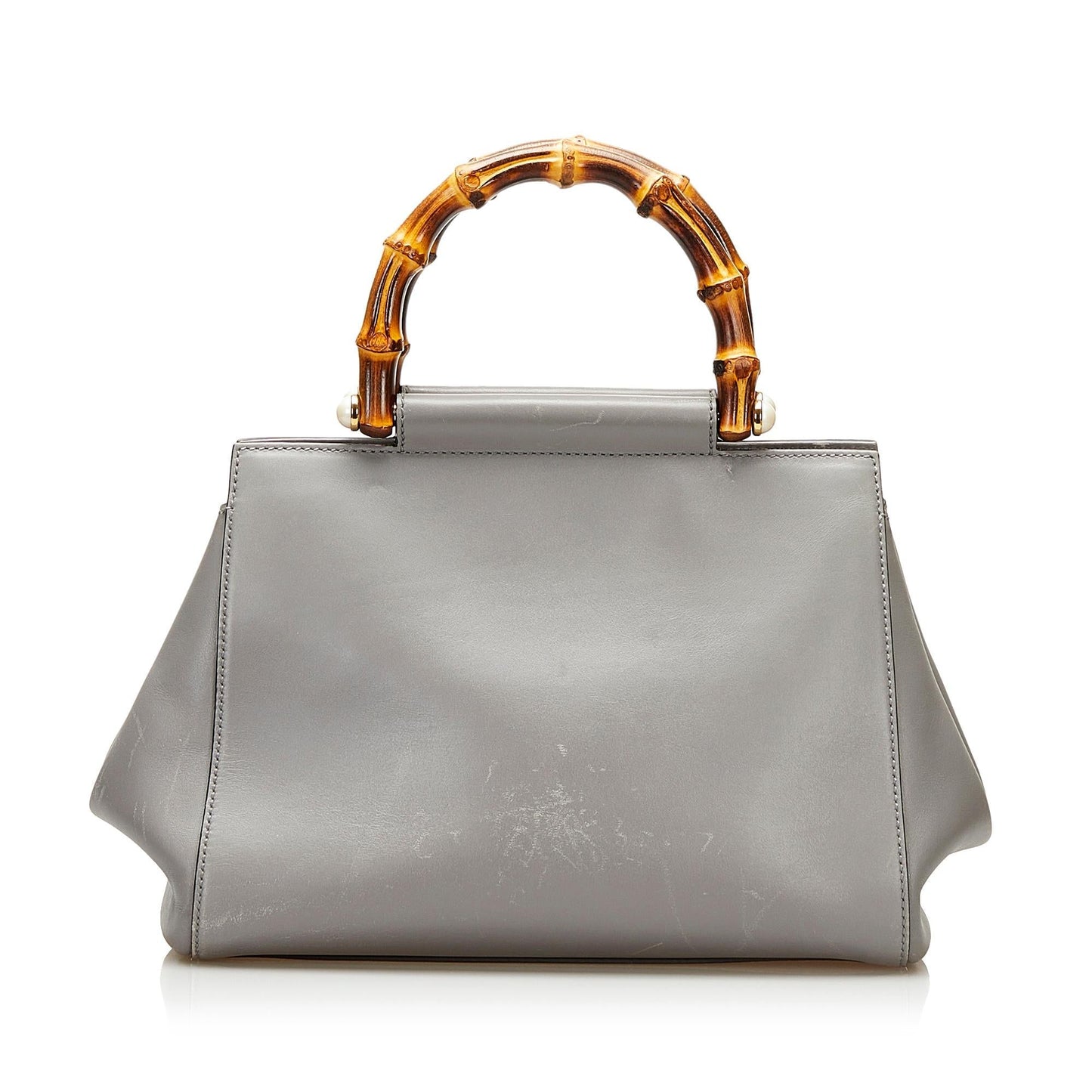 Gucci Bamboo Nymphaea Leather Satchel (SHG-35575)