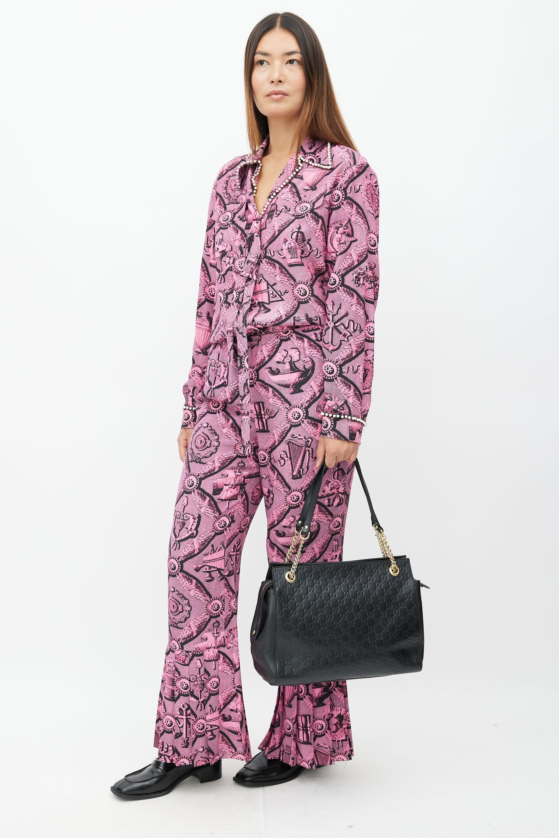 Gucci Guccissima Black Leather Monogram Shoulder Bag Style 3