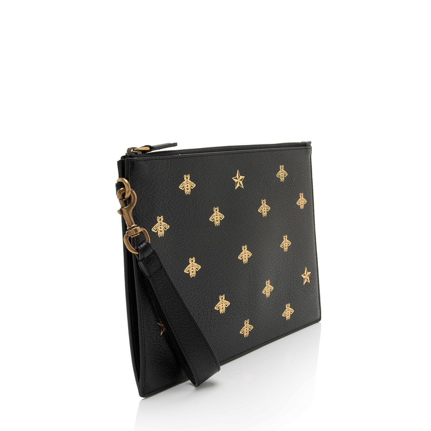 Gucci Calfskin Bee Wristlet
