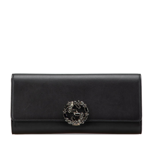 Gucci Calfskin Crystals Broadway Clutch