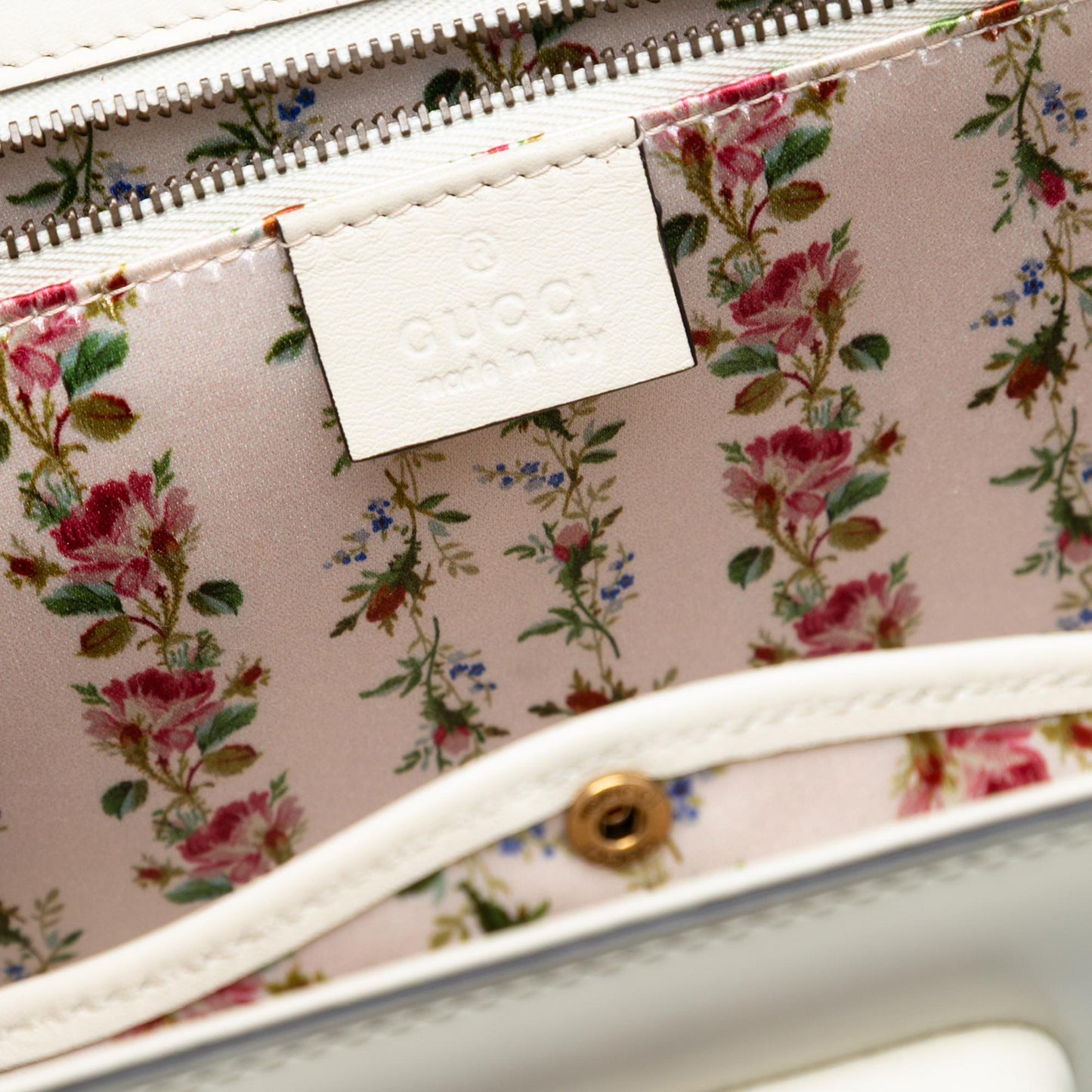 Gucci Calfskin Frame Print Bamboo Top Handle Bag