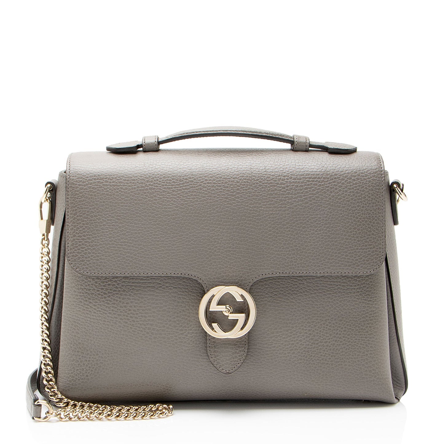 Gucci Calfskin Interlocking G Top Handle Medium Shoulder Bag