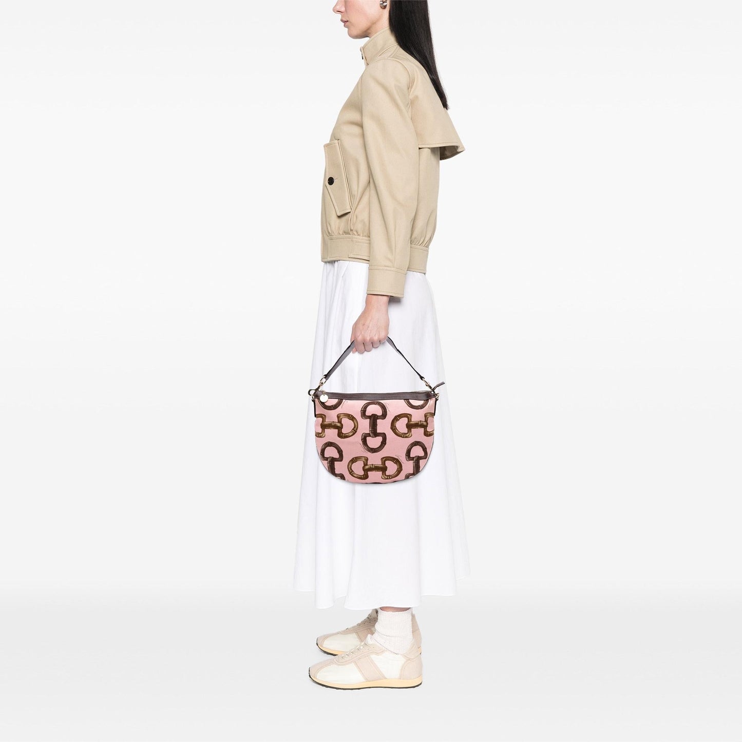 Gucci Canvas Bamboo Horsebit Print Hobo
