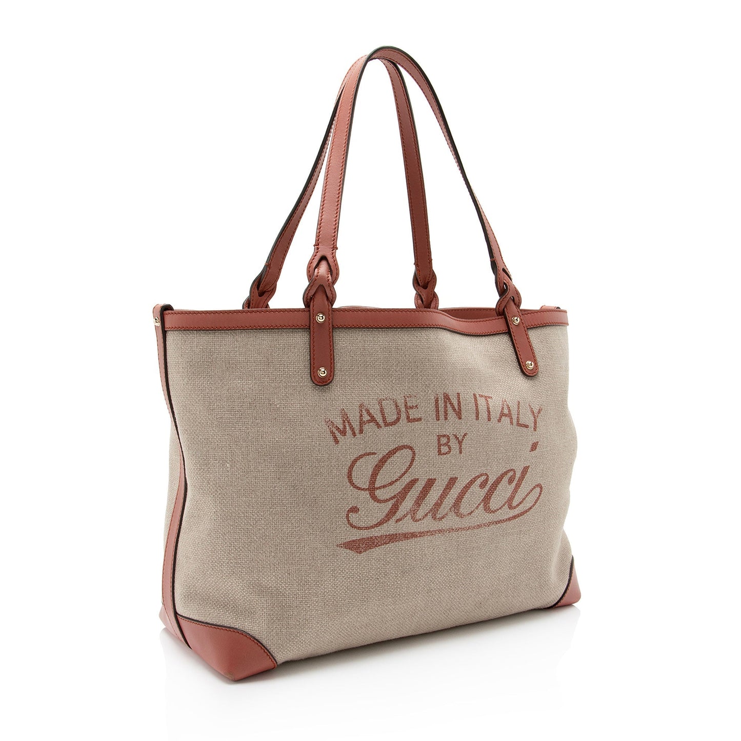 Gucci Pochette Leather Canvas Tote