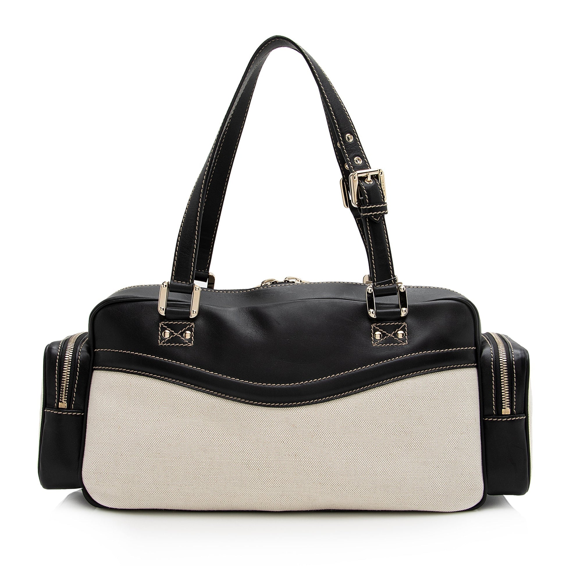 Gucci Canvas Leather East West Multi-Pocket Satchel (SHF-22759)