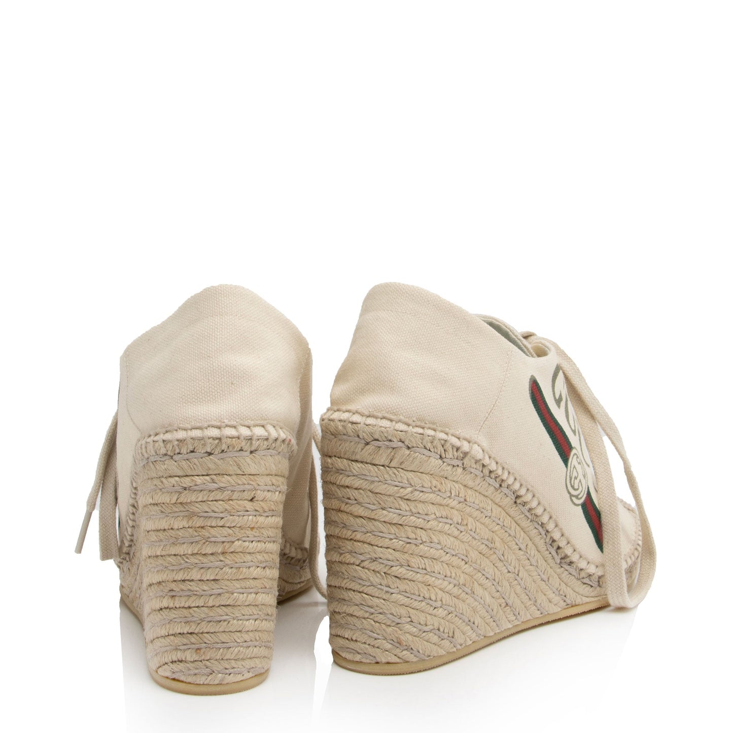 Gucci Canvas Logo Wedge Espadrilles - Size 9.5 / 39.5 (SHF-iPC3To)