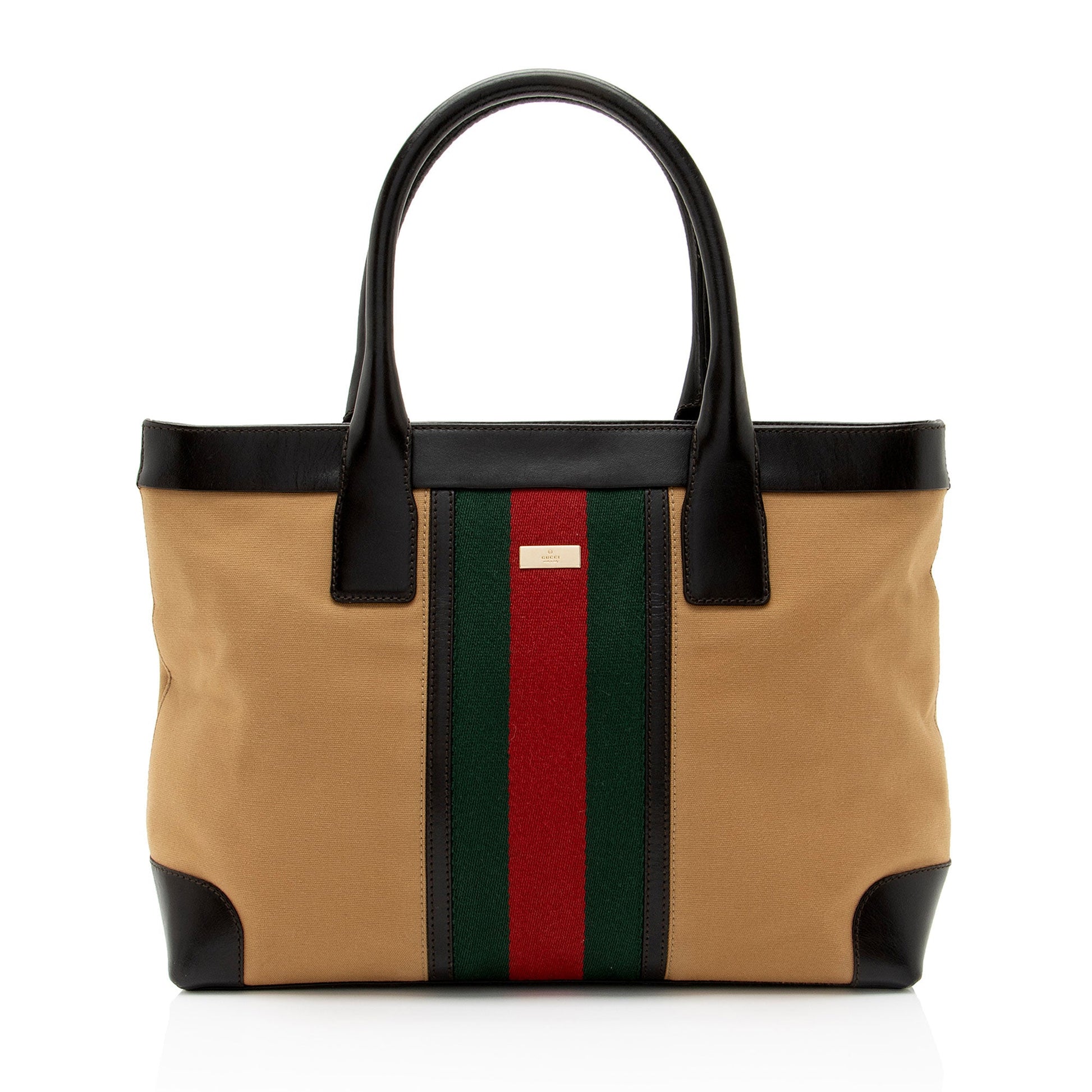 Gucci Nylon Leather Canvas Tote
