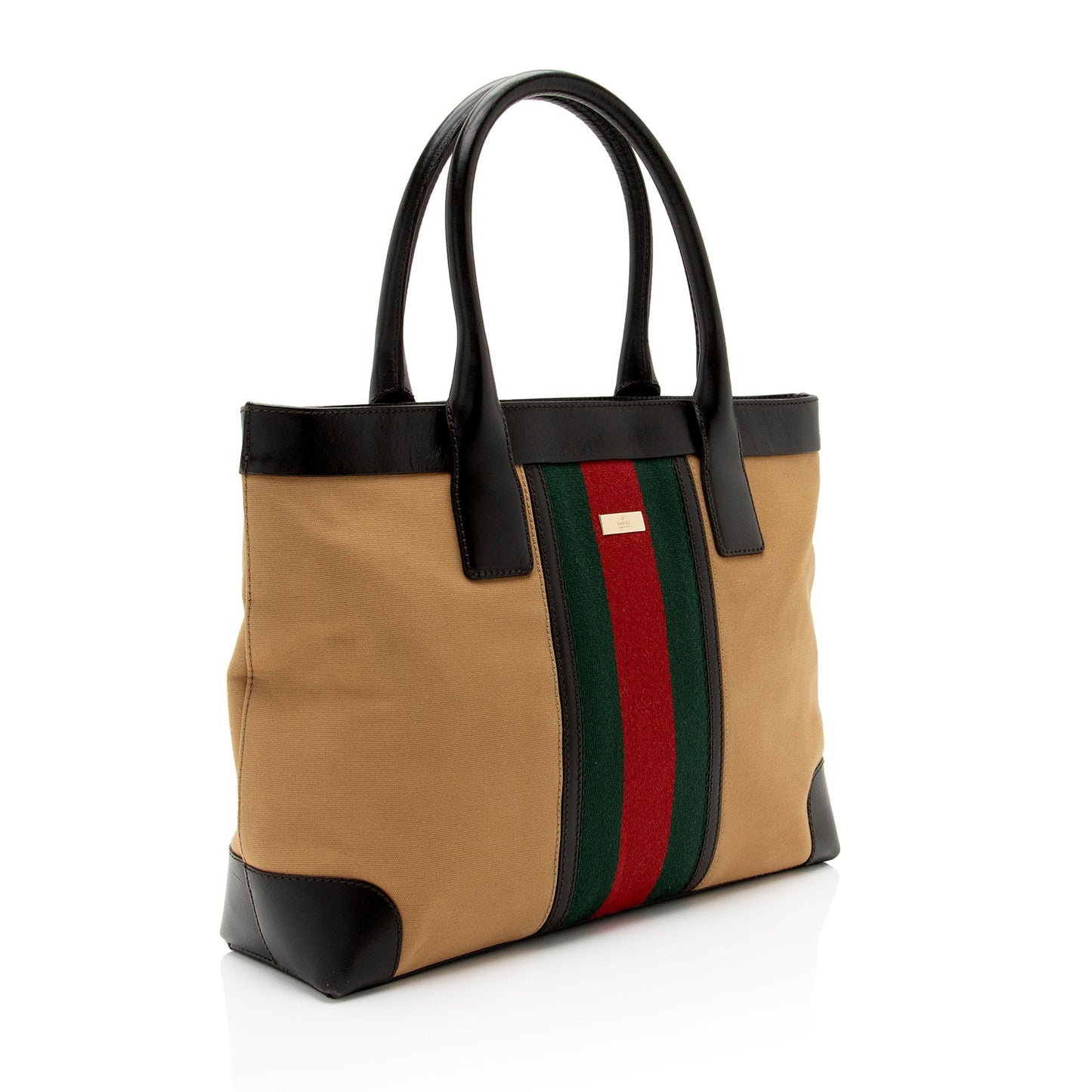 Gucci Nylon Leather Canvas Tote