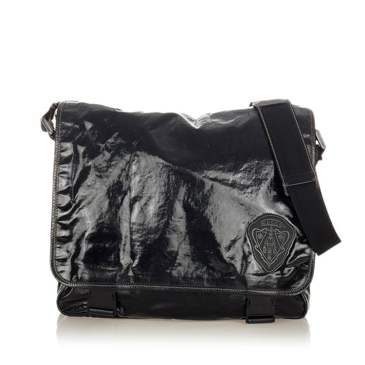 Gucci Crest Coated Canvas Crossbody Bag (SHG-31753)