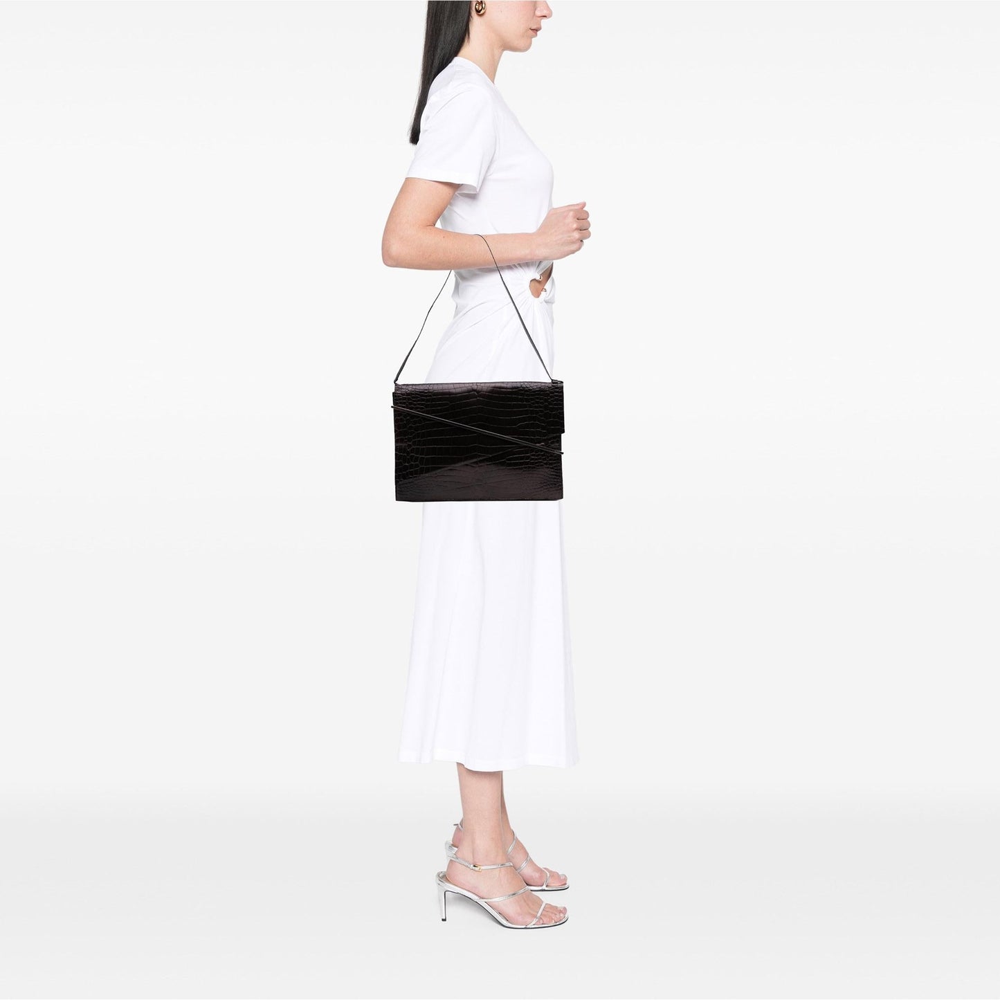 Gucci Croc Embossed Leather Broadway Envelope Shoulder Bag