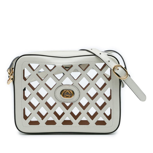 Gucci Cutout Leather and Flora Canvas Infinity Crossbody
