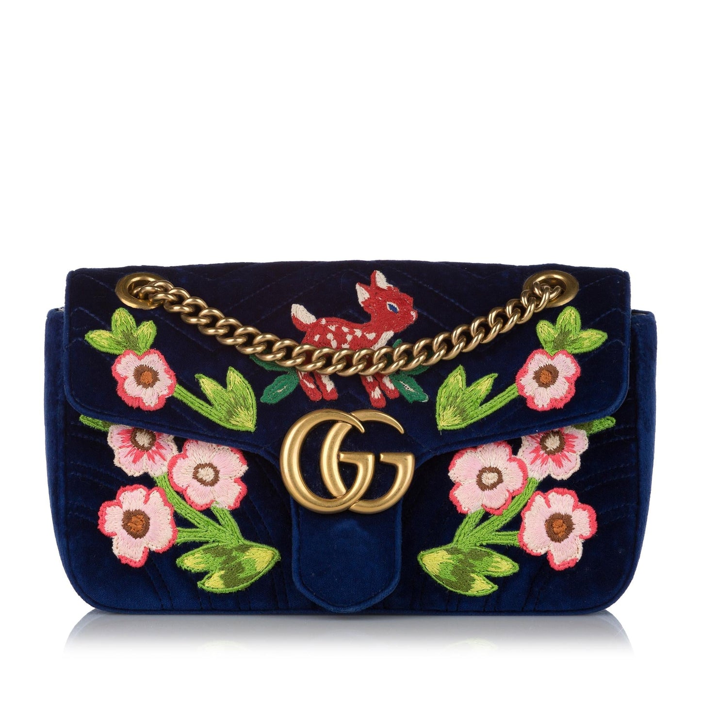 Gucci Embroidered GG Marmont Matelasse Crossbody Bag (SHG-34602)