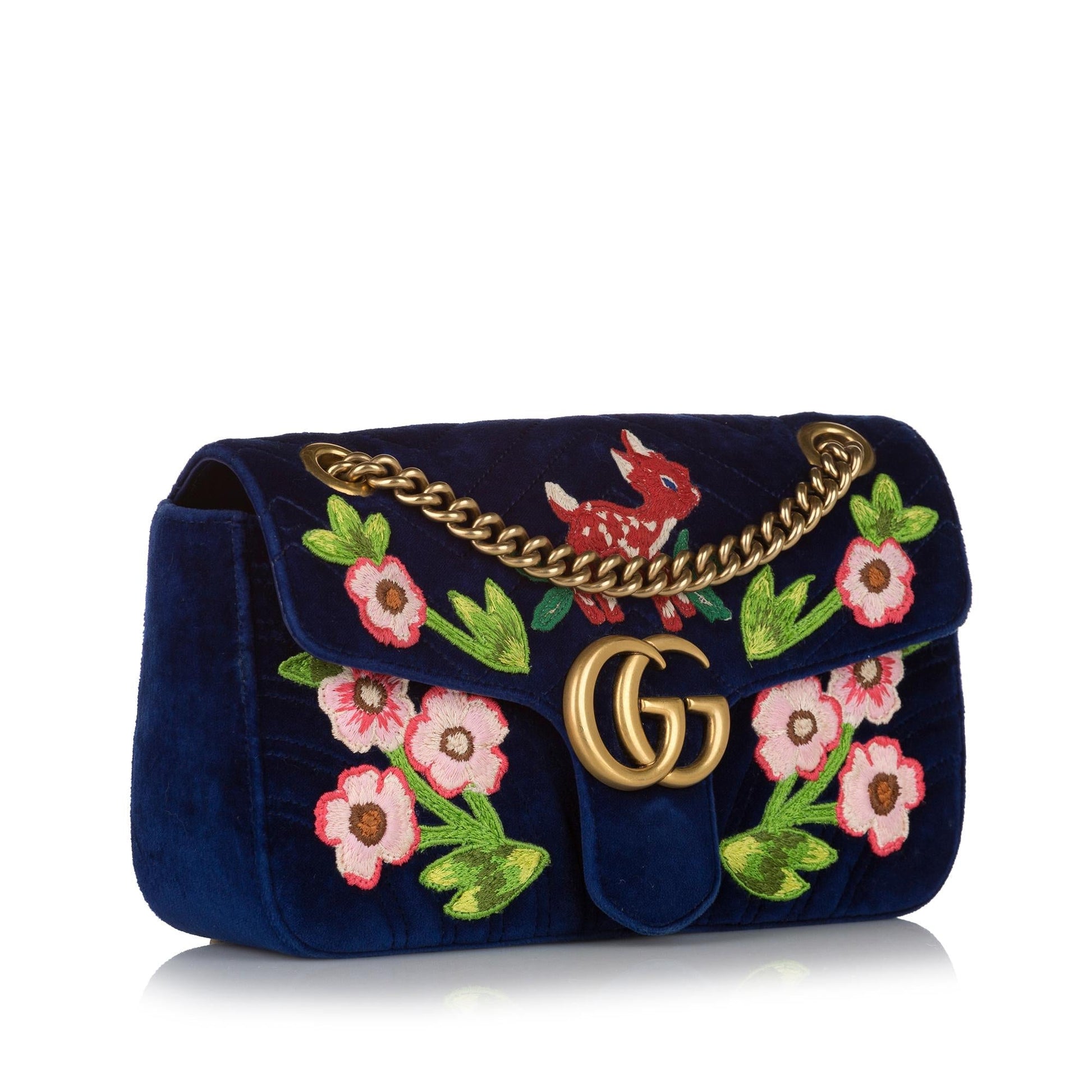 Gucci Embroidered GG Marmont Matelasse Crossbody Bag (SHG-34602)