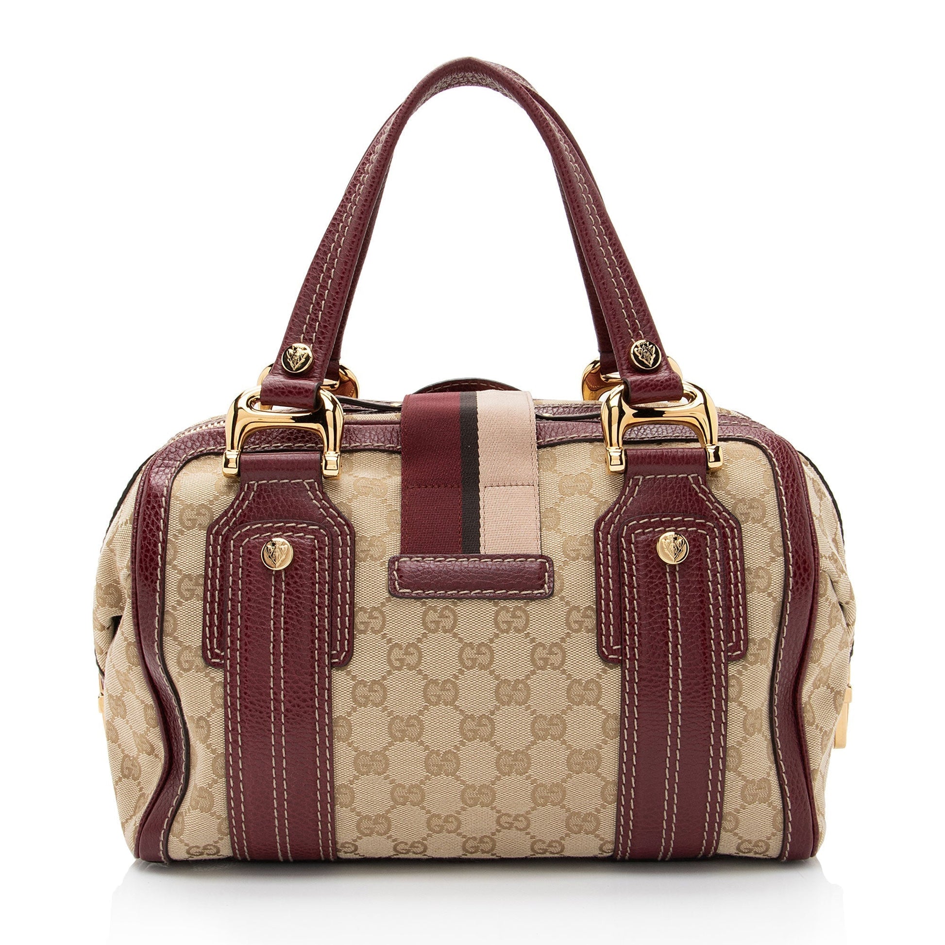 Gucci Nylon Leather Canvas Handbag