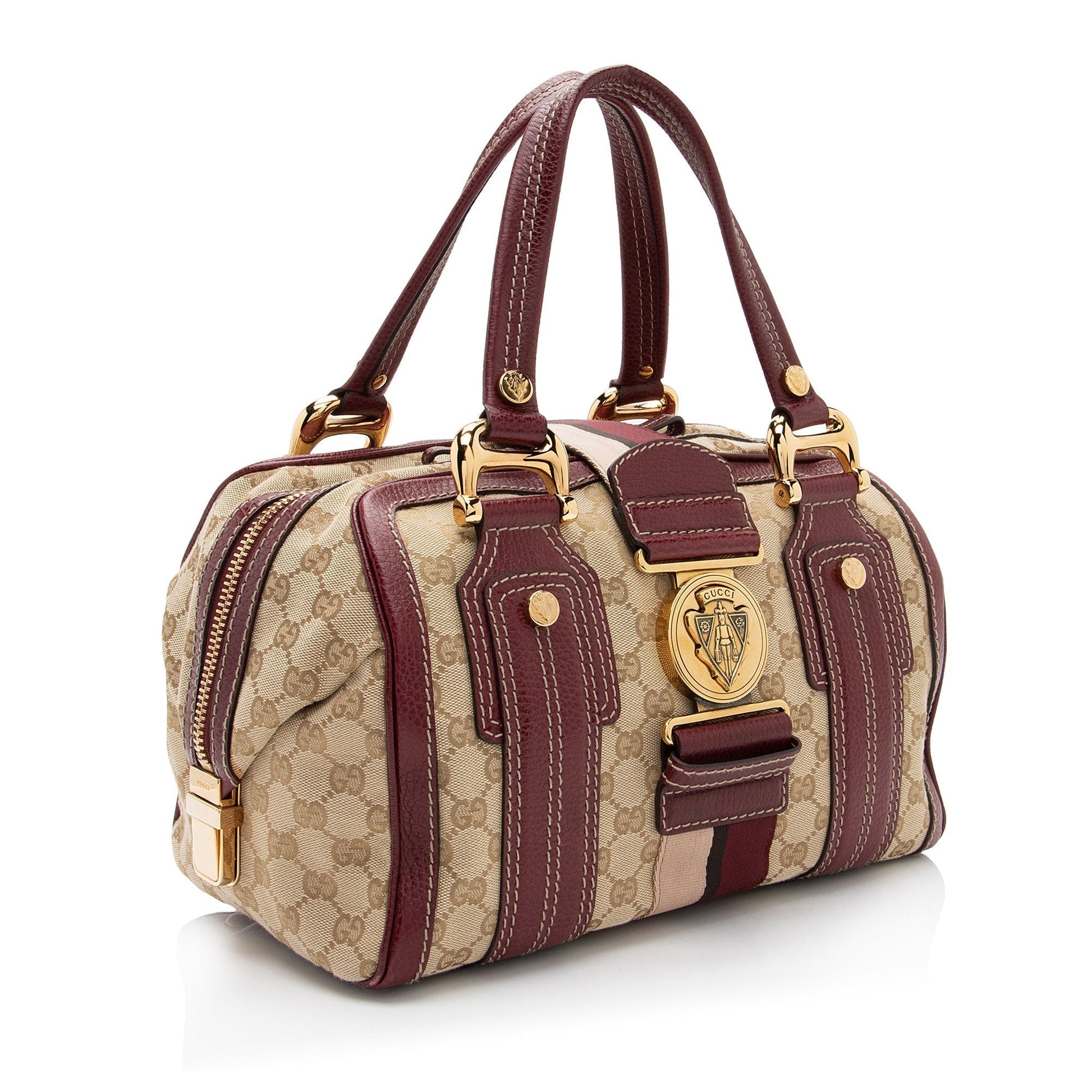 Gucci Nylon Leather Canvas Handbag