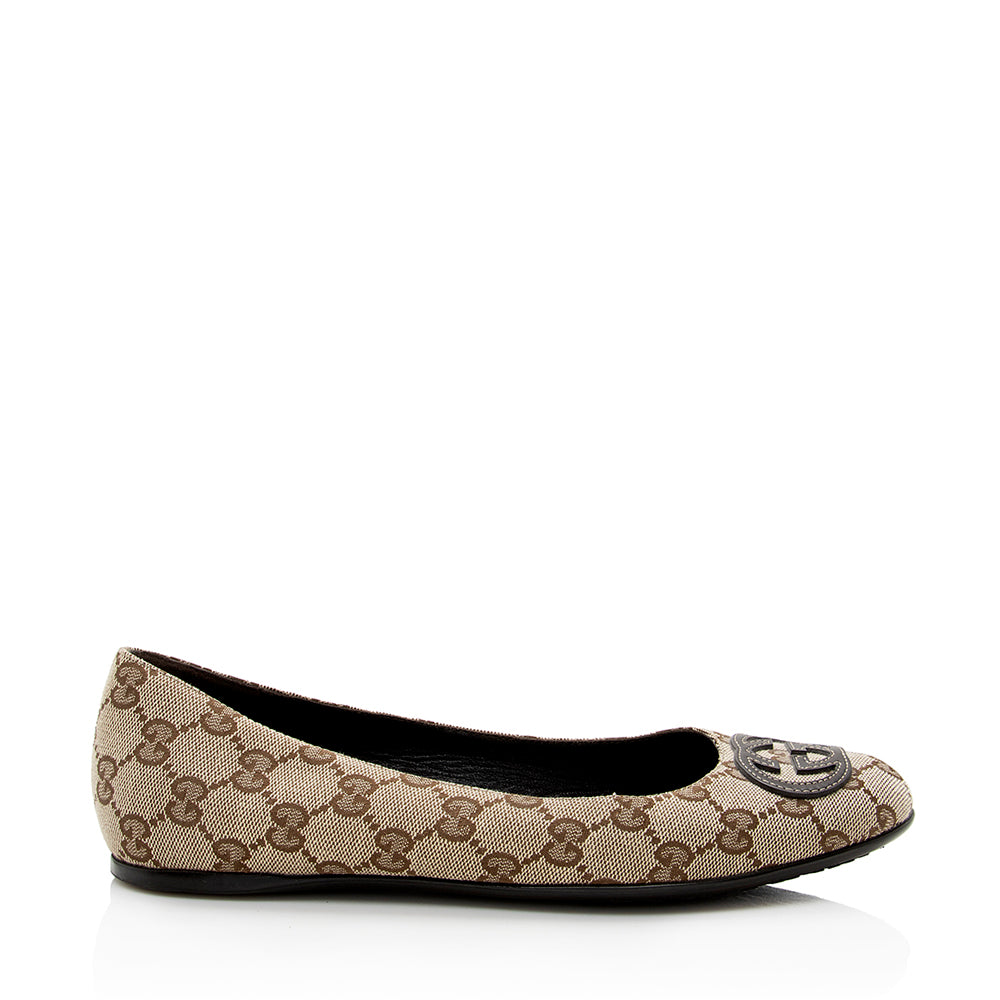 Gucci GG Canvas Ballet Flats - Size 8 / 38 (SHF-19280)