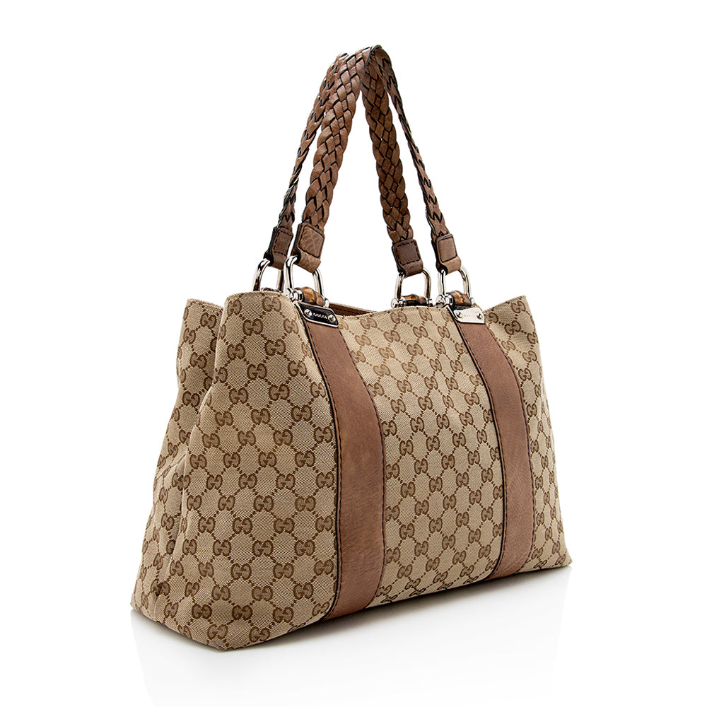 Gucci Bamboo Leather Canvas Tote Style 6