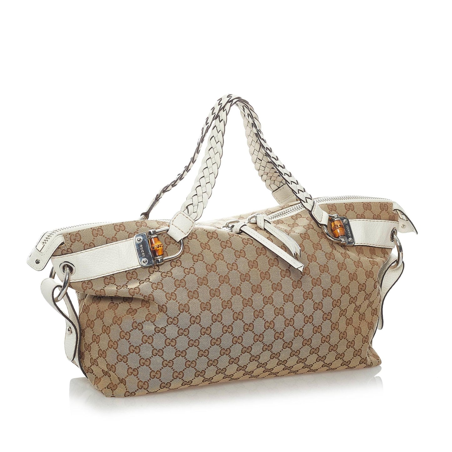Gucci GG Canvas Bamboo Bar Tote Bag (SHG-31070)