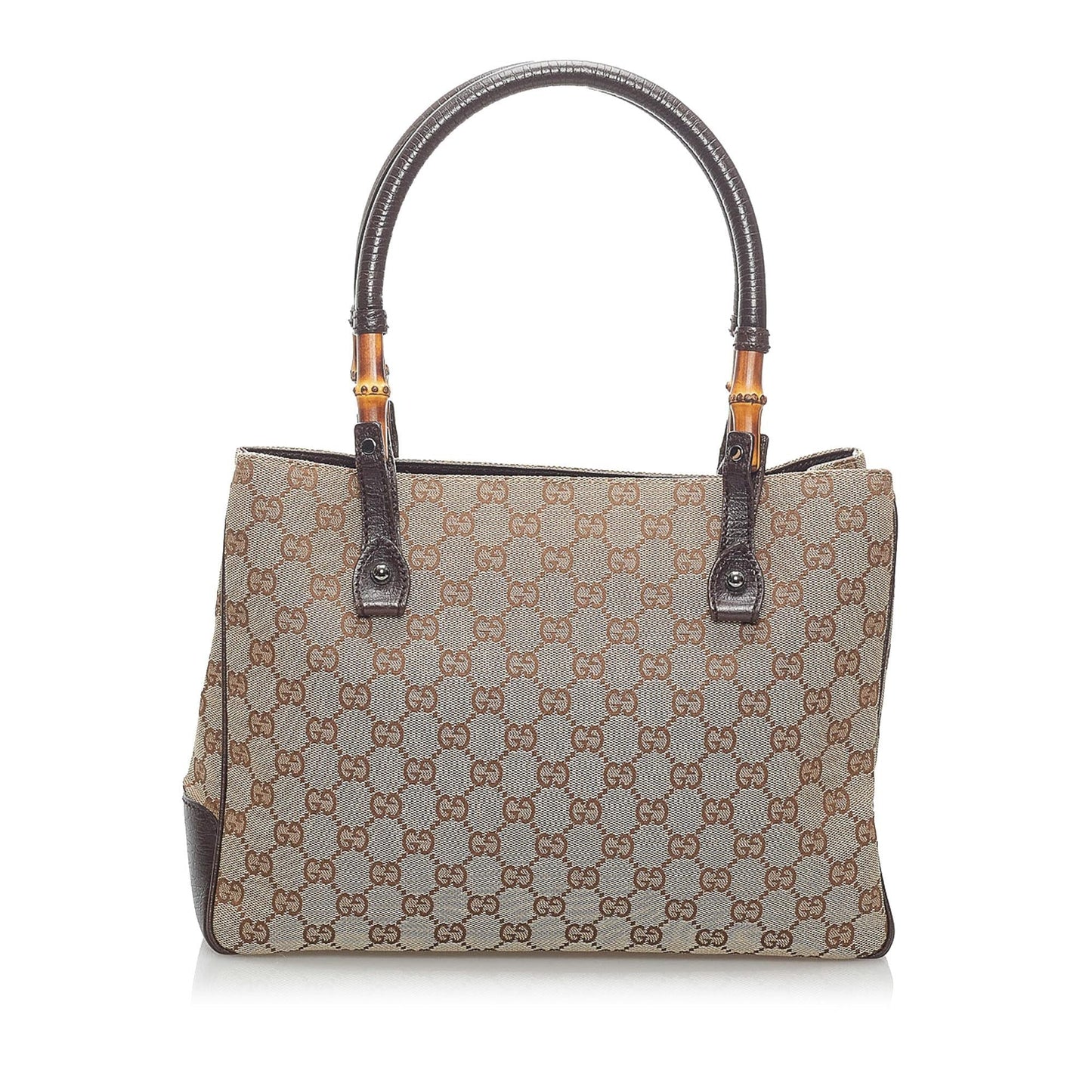 Gucci GG Canvas Bamboo Handbag (SHG-34105)
