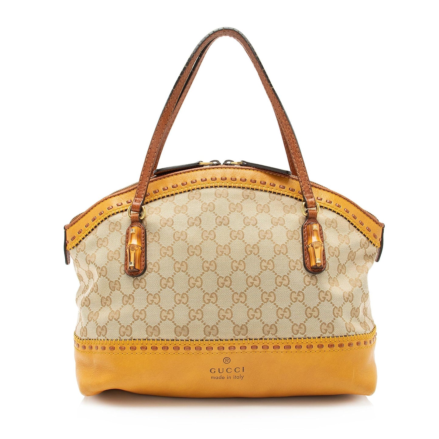 Gucci GG Canvas Bamboo Laidback Crafty Dome Satchel (SHF-galLHz)