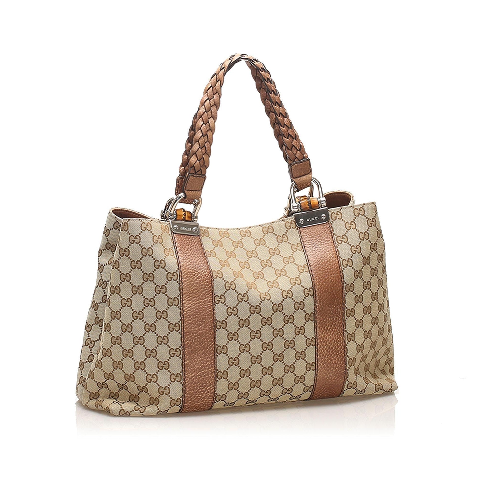 Gucci Bamboo Leather Canvas Tote Style 1