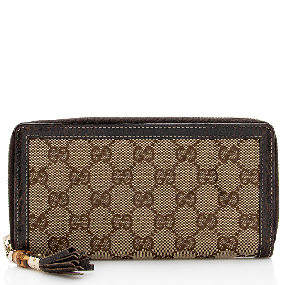 Gucci GG Canvas Bamboo Tassel Zip Around Wallet (SHF-21923)
