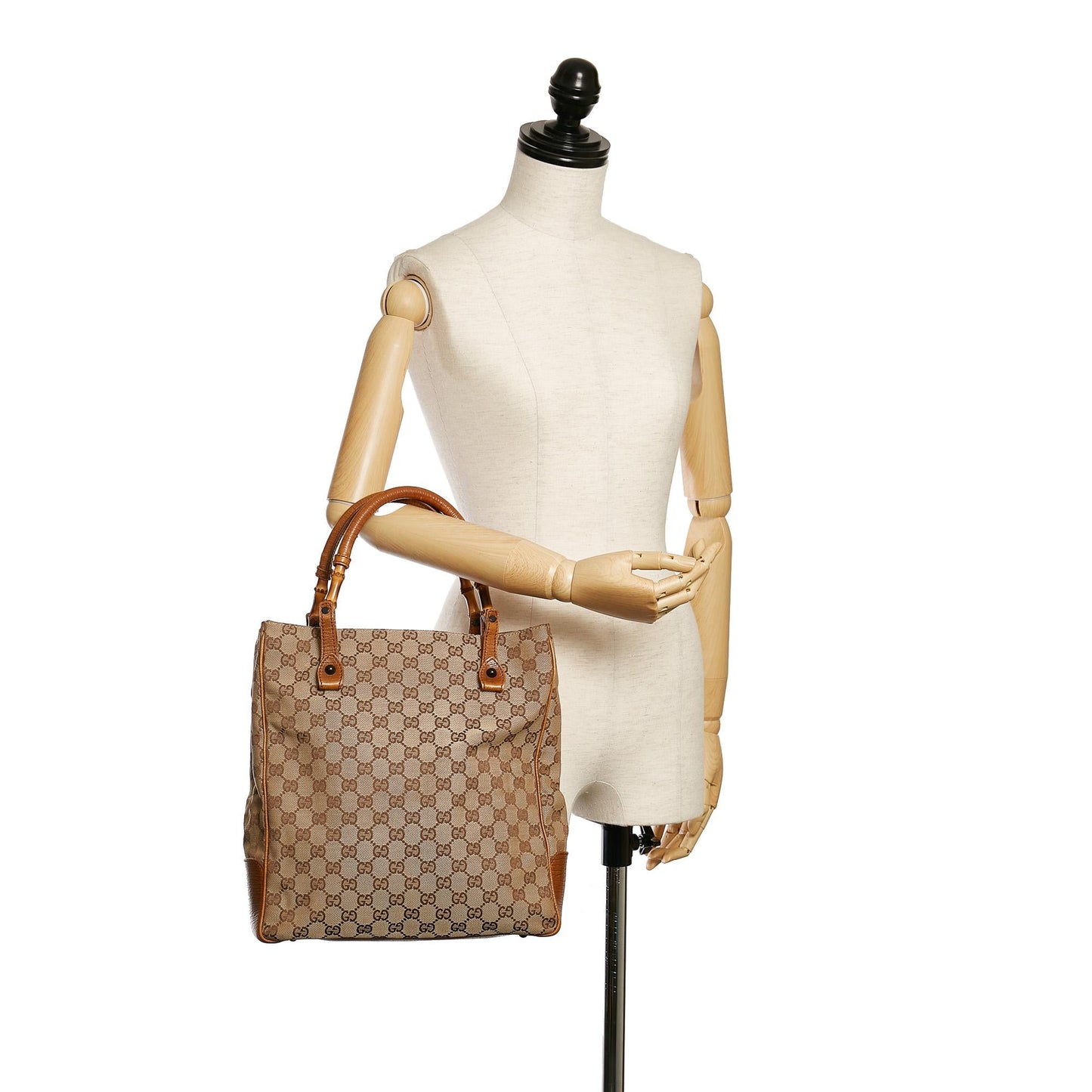 Gucci GG Canvas Bamboo Tote Bag (SHG-31006)