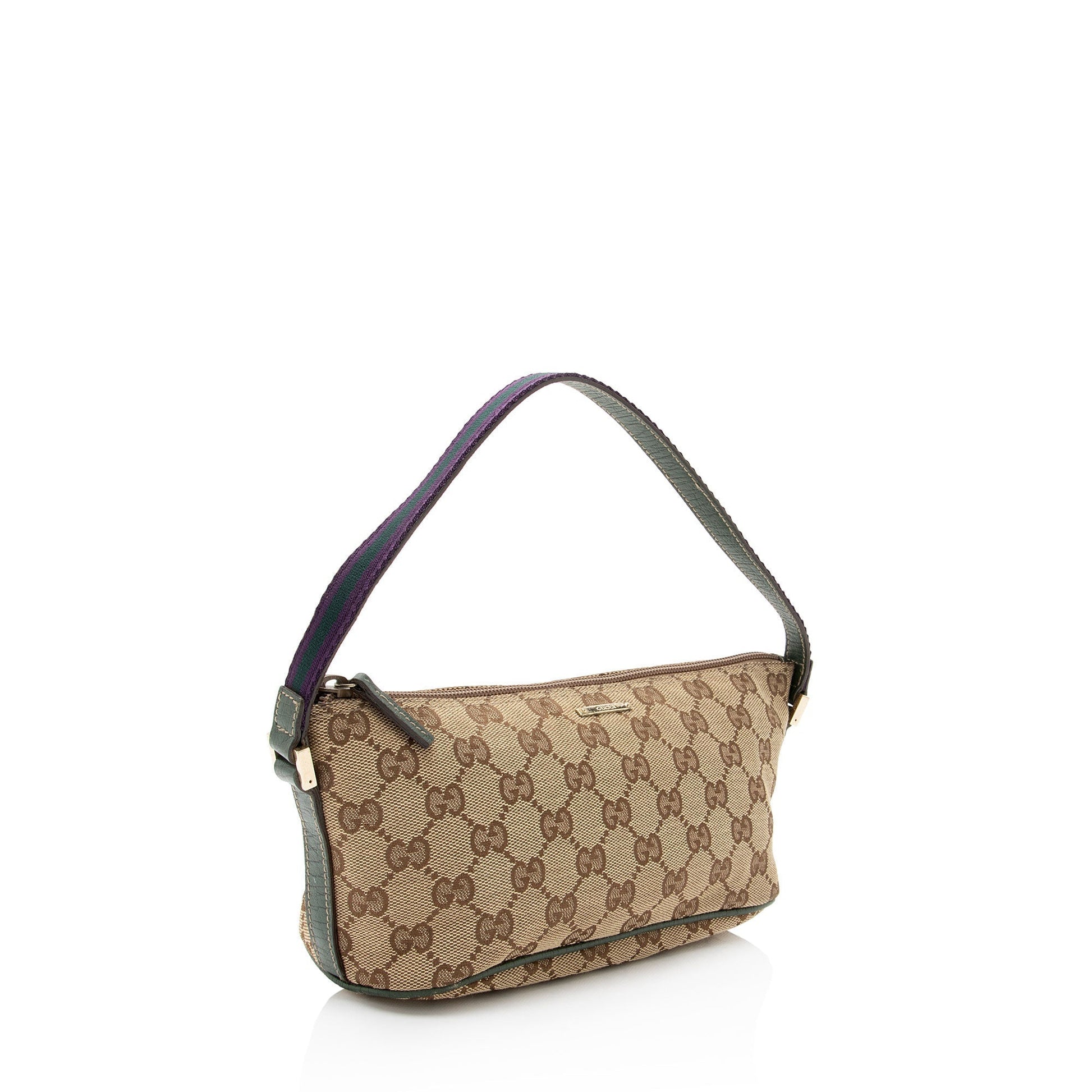 Gucci Nylon Pochette Leather Canvas Clutch