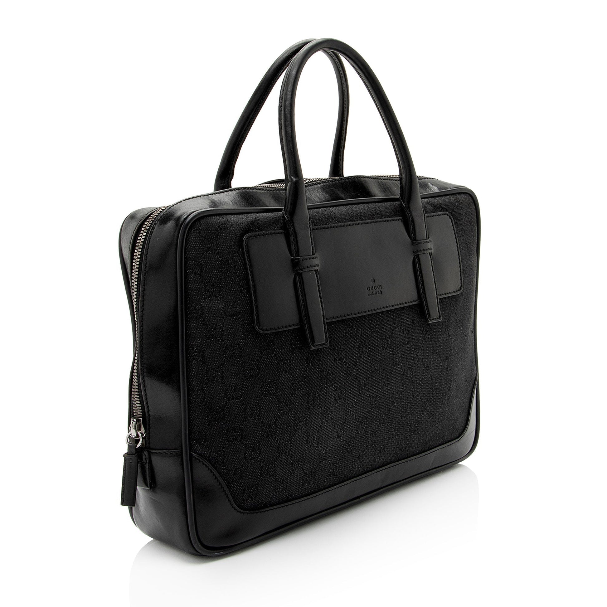 Gucci Nylon Leather Canvas Handbag