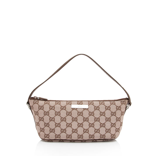 Gucci Pochette Leather Canvas Clutch