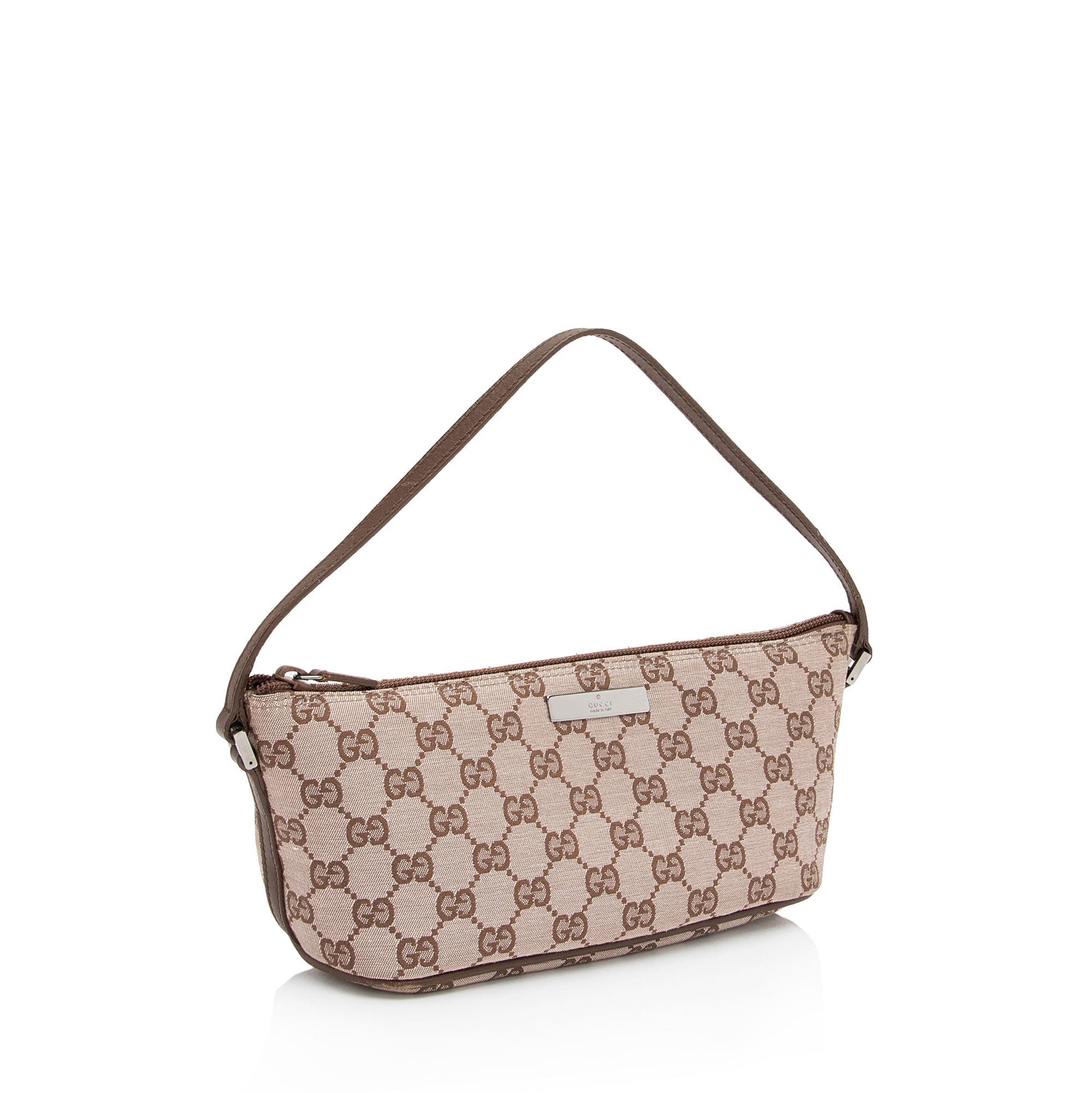 Gucci Pochette Leather Canvas Clutch