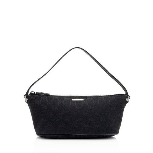 Gucci Pochette Leather Canvas Clutch