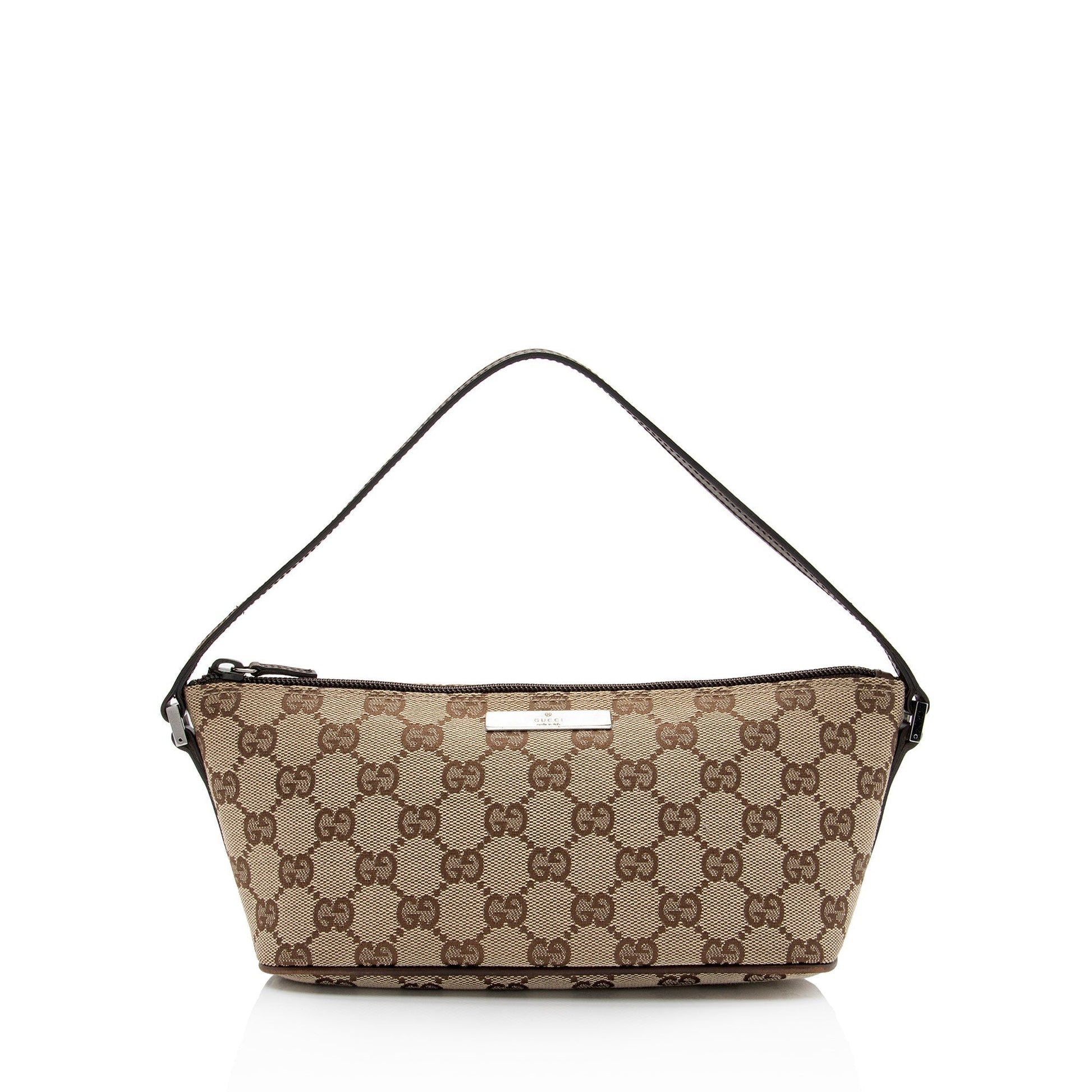 Gucci Pochette Leather Canvas Clutch