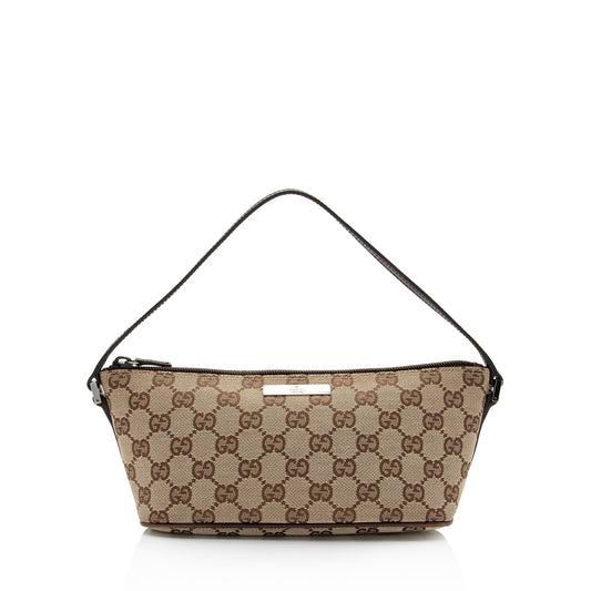 Gucci Pochette Leather Canvas Clutch