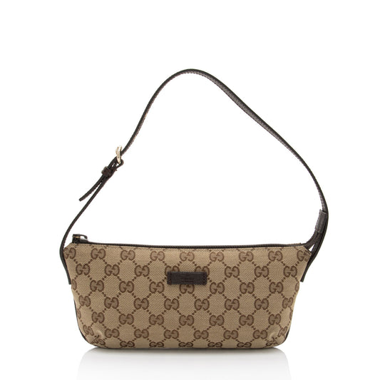 Gucci Pochette Leather Canvas Clutch