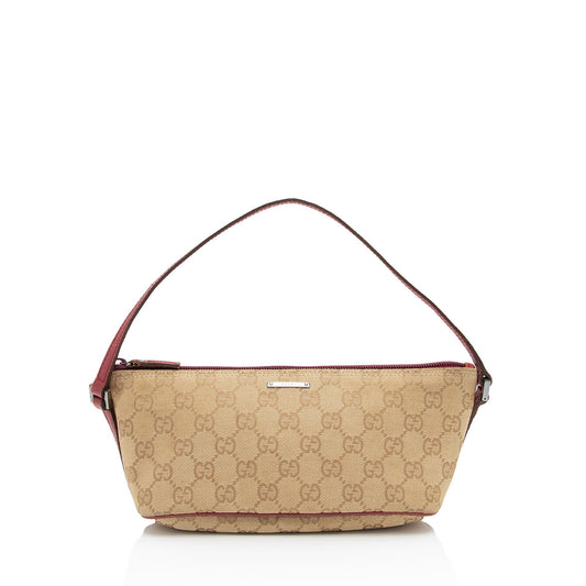 Gucci Pochette Leather Canvas Clutch