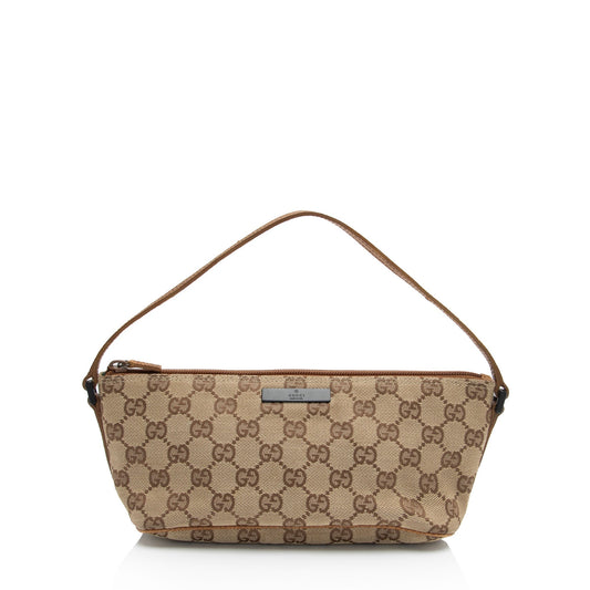 Gucci Pochette Leather Canvas Clutch