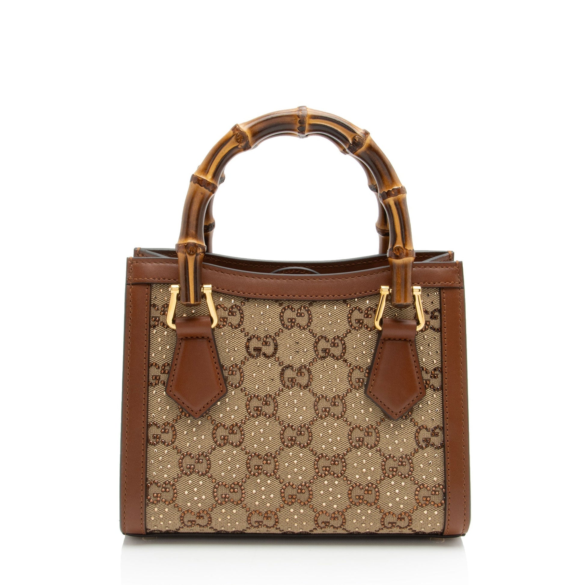 Gucci Crystal GG Canvas Bamboo Diana Mini Tote (SHF-E7QQjx)