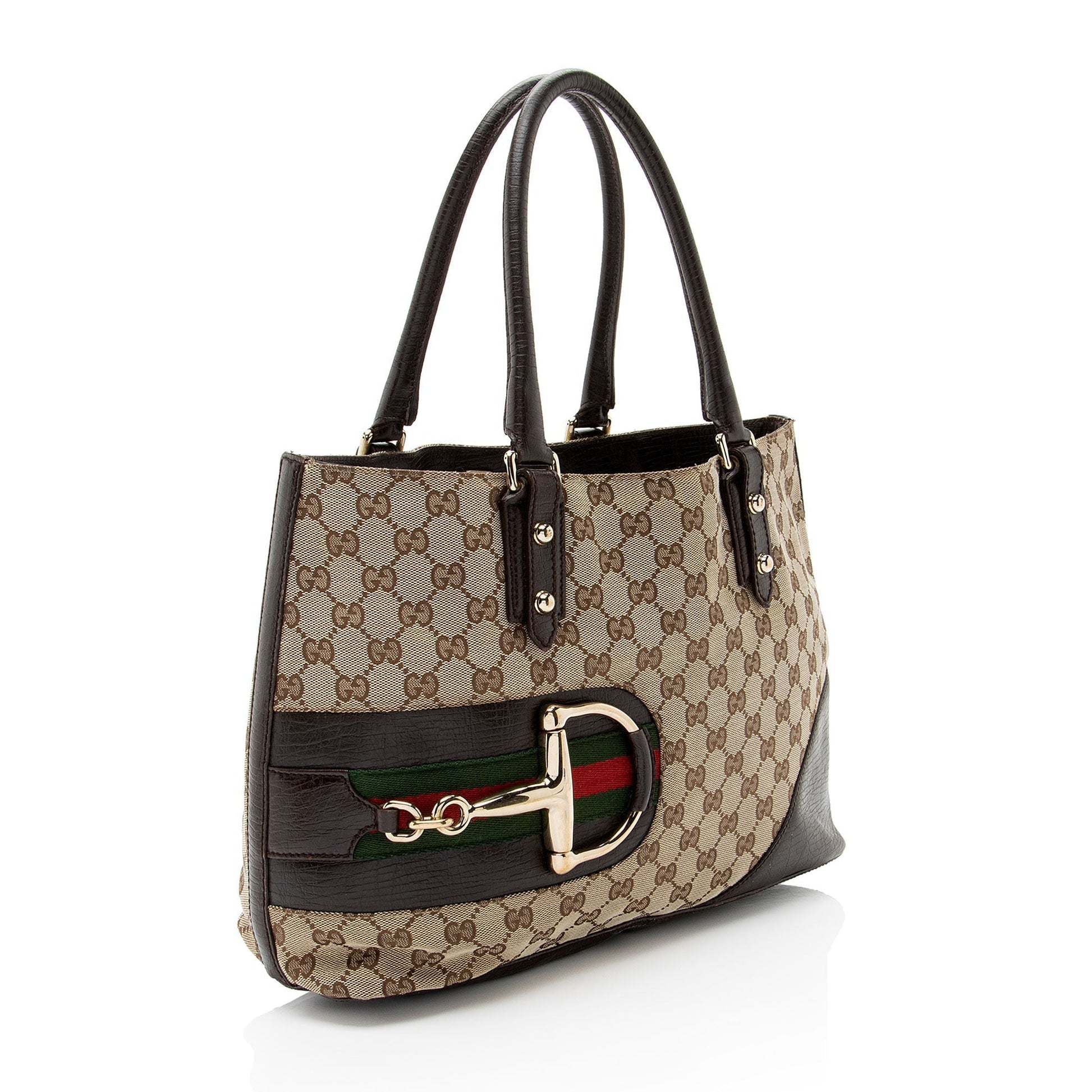 Gucci Nylon Leather Canvas Tote