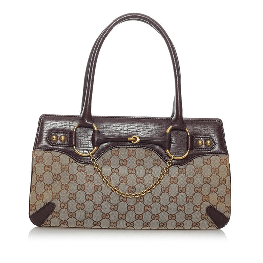 Gucci Horsebit Canvas Handbag