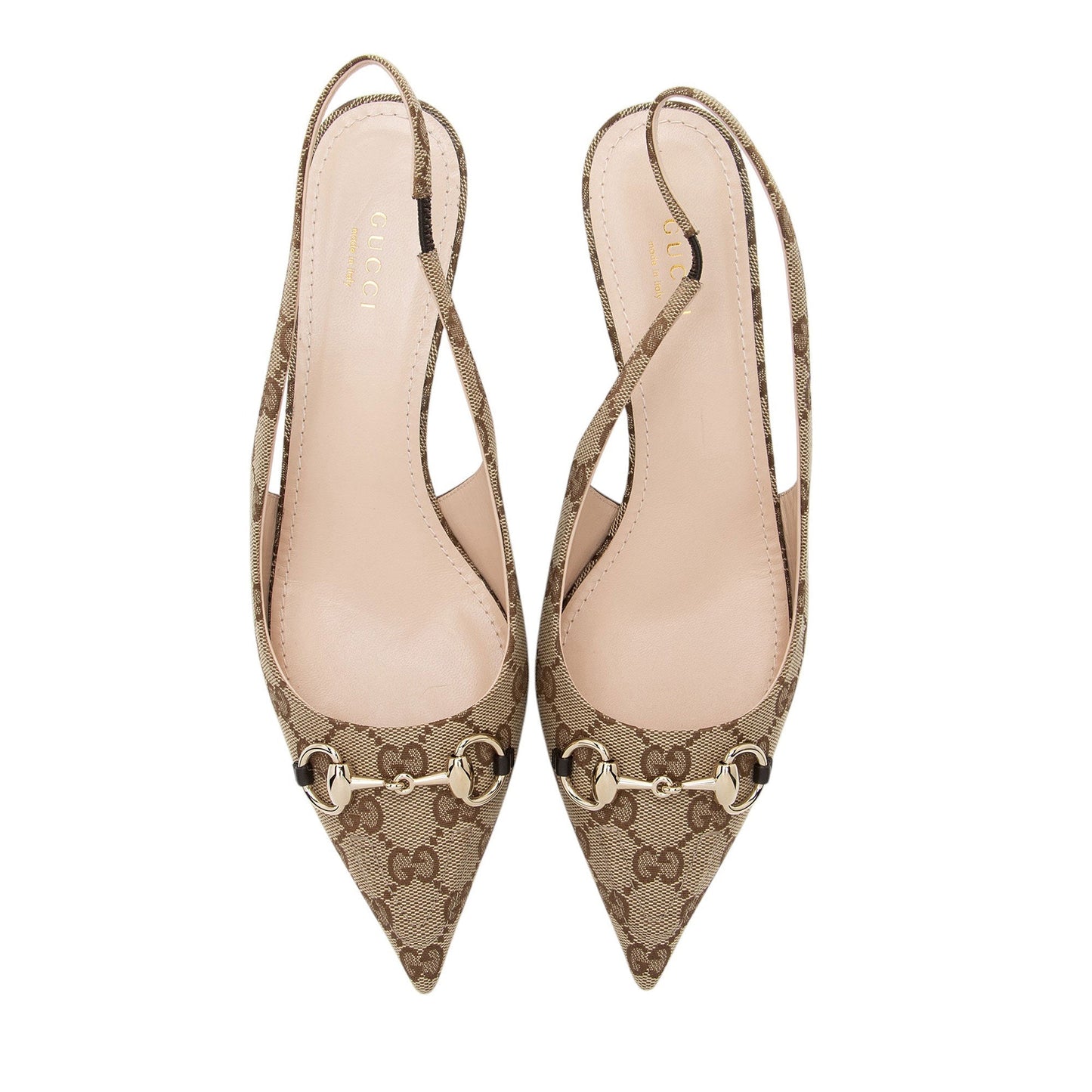 Gucci GG Canvas Horsebit Slingback Pumps - Size 9.5 / 39.5