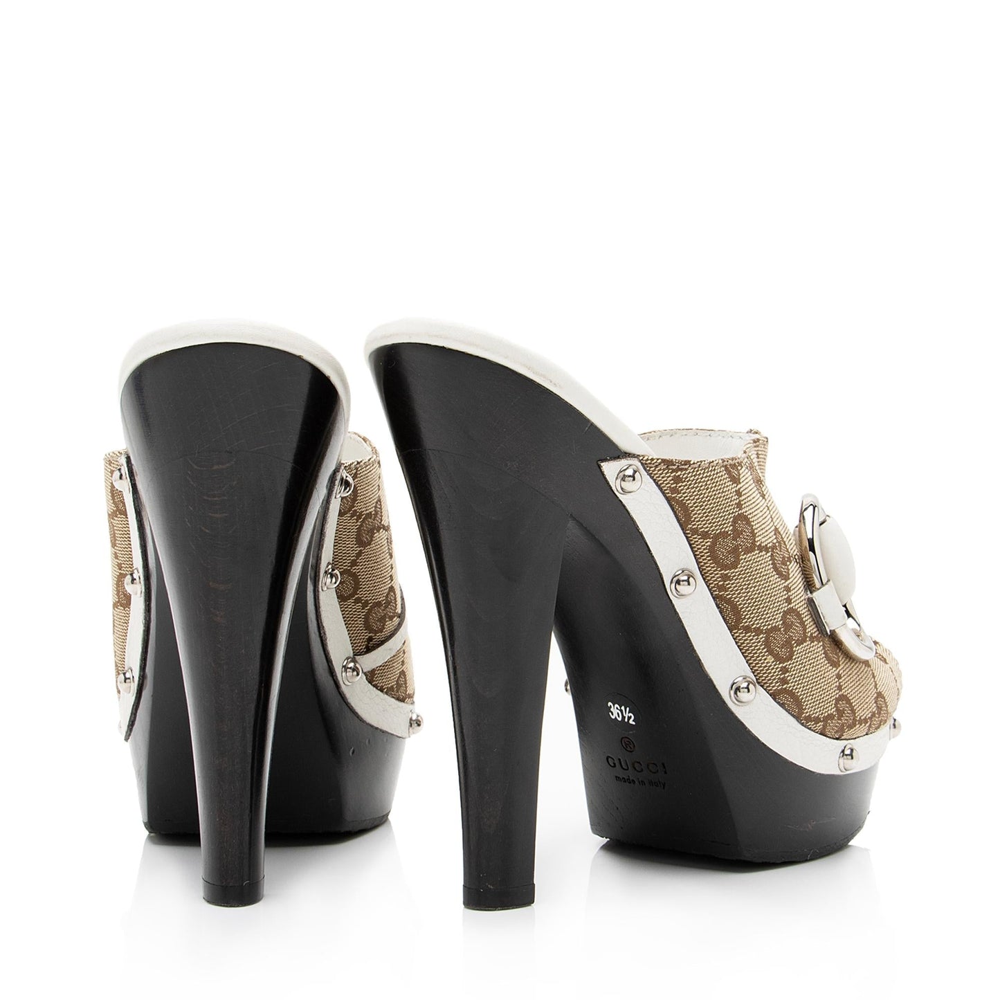 Gucci GG Canvas Icon Bit Clog Sandals - Size 6.5 / 36.5 (SHF-23194)