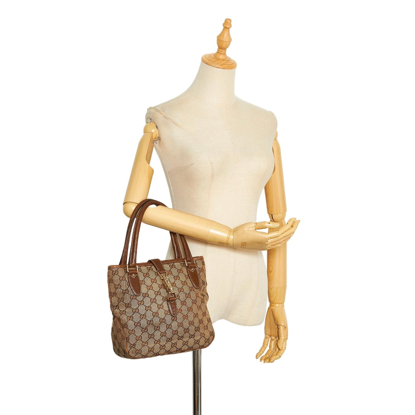 Gucci GG Canvas Jackie Piston Lock Handbag (SHG-oonzW2)
