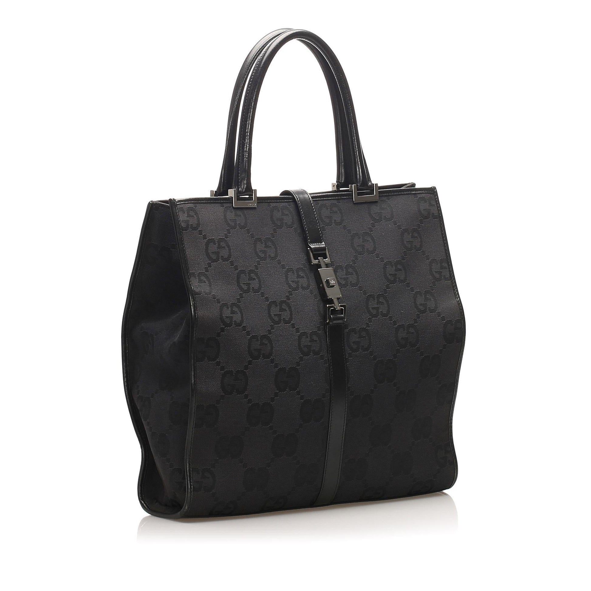 Gucci Jackie Leather Canvas Tote Style 1
