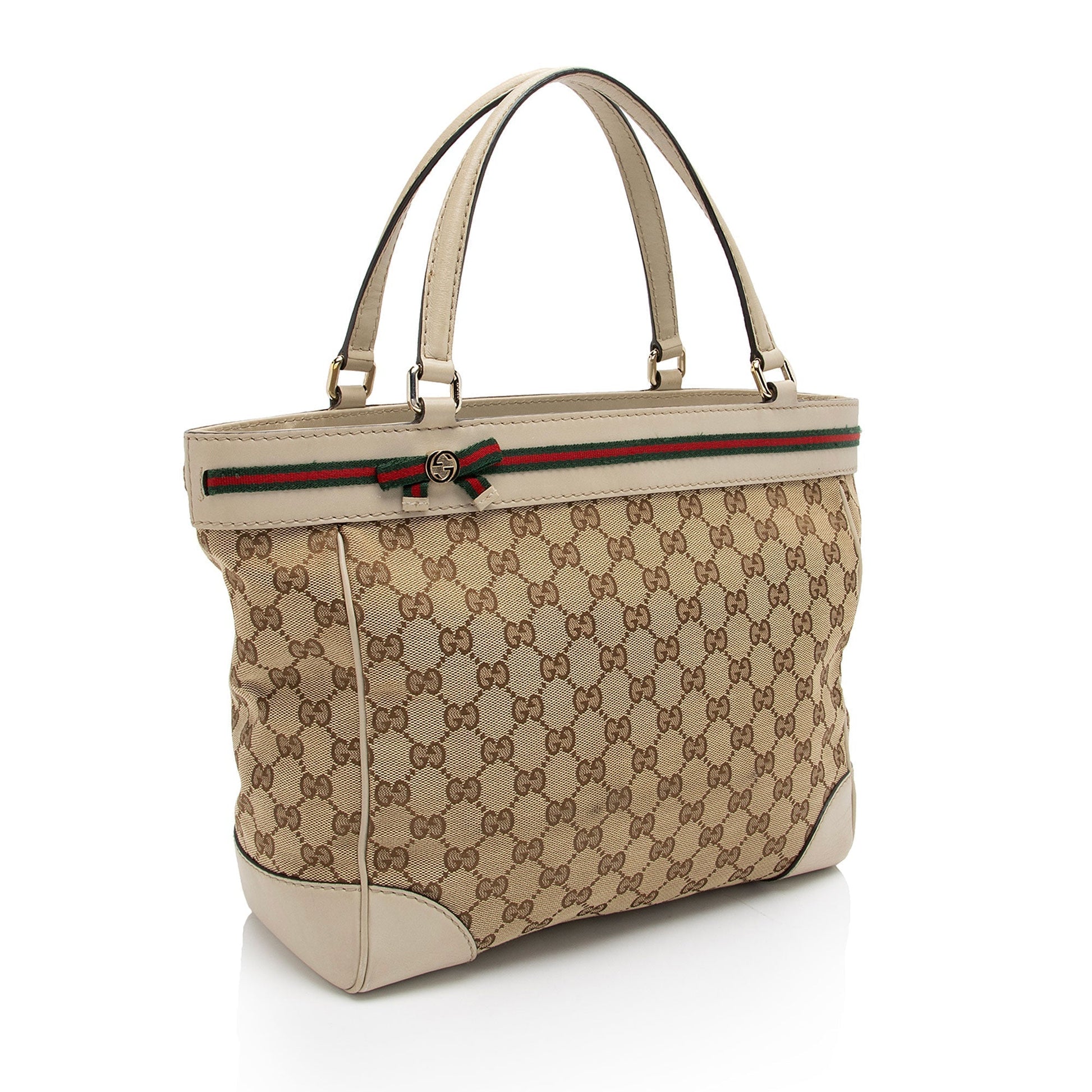 Gucci Nylon Leather Canvas Tote