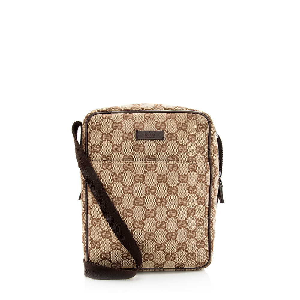 Gucci Leather Canvas Shoulder Bag Style 47