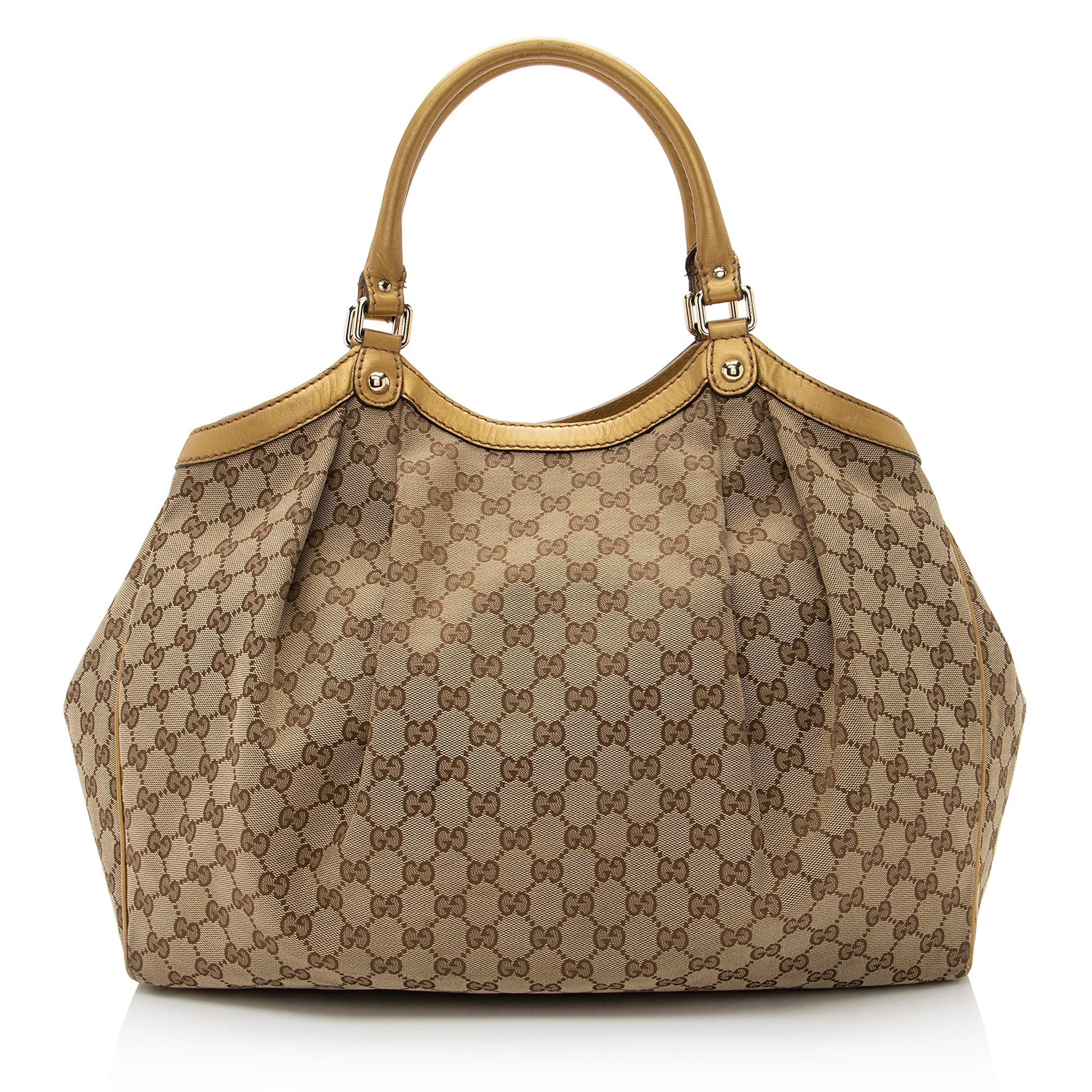 Gucci GG Canvas Metallic Leather Sukey Large Tote (SHF-22504)